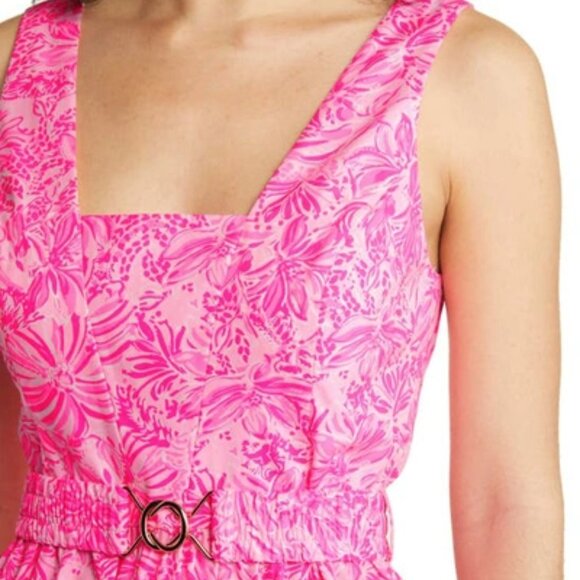 NEW NWT Lilly Pulitzer McKinnon Midi Dress 12 Pink Blossom Foxy Llama Fit Flare - Picture 4 of 4